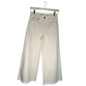 AYR Cream Wide-Leg Cropped Jeans